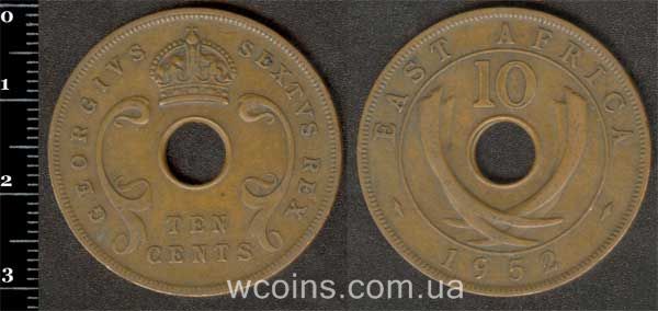 Монета Британска Східна Африка 10 центів 1952