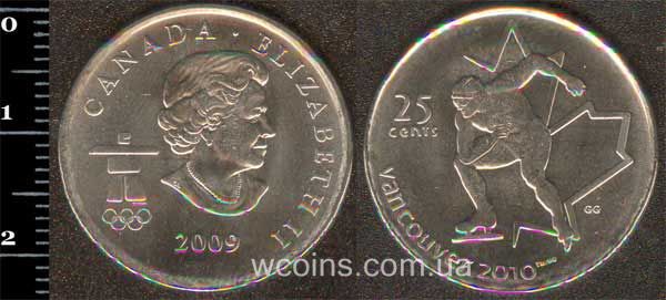 Монета Канада 25 центів 2009