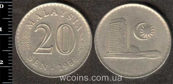 Монета Малайзія 20 сен 1988