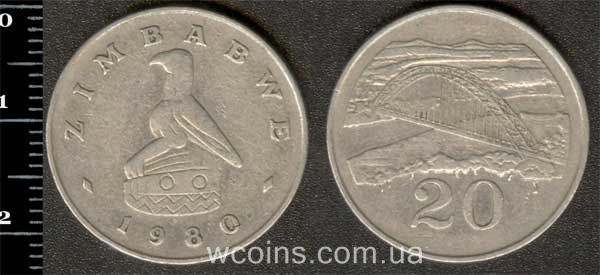Монета Зімбабве 20 центів 1980