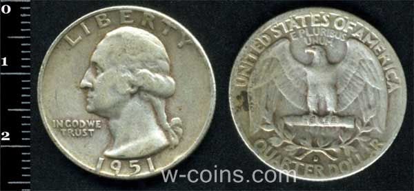 Coin USA 25 cents 1951