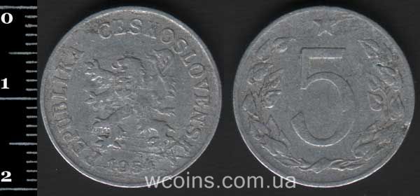 Монета Чехословаччина 5 геллерів 1954