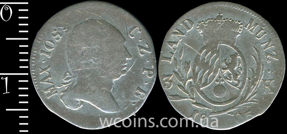Монета Баварія 3 крейцера 1805