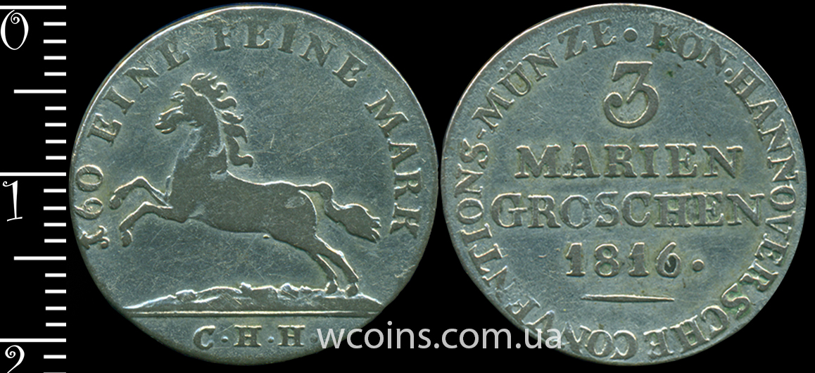 Coin Hanover 3 mariengrosh 1816