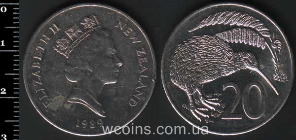 Coin New Zealand 20 cents 1989