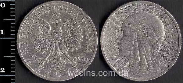 Монета Польща 2 злотих 1933