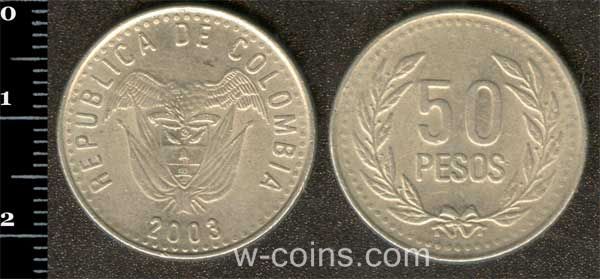 Монета Колумбія 50 песо 2003