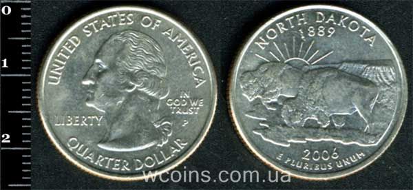 Монета США 25 центів 2006 Північна Дакота