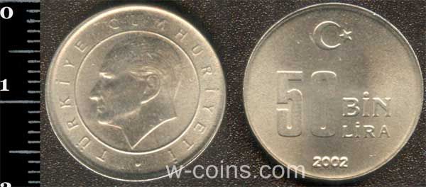 Монета Турція 50 000 лір 2002