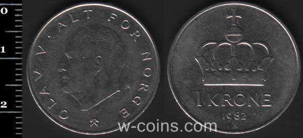 Монета Норвеґія 1 крона 1982