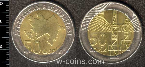 Монета Азербайджан 50 капіків 2006