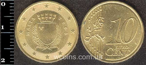 Монета Мальта 10 євроцентів 2008