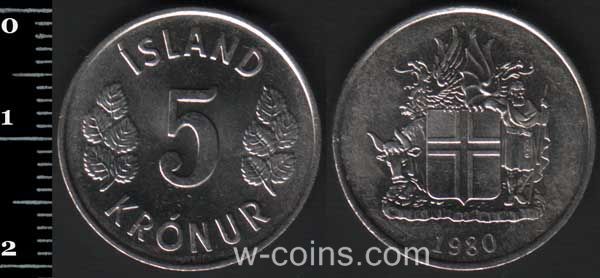 Coin Iceland 5 krone 1980