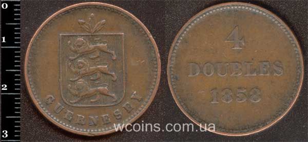 Монета Ґернсі 4 дубля 1858