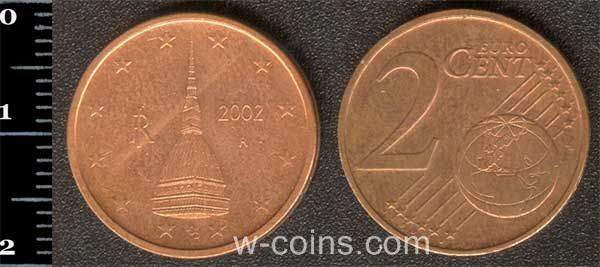 Монета Італія 2 євро цента 2002