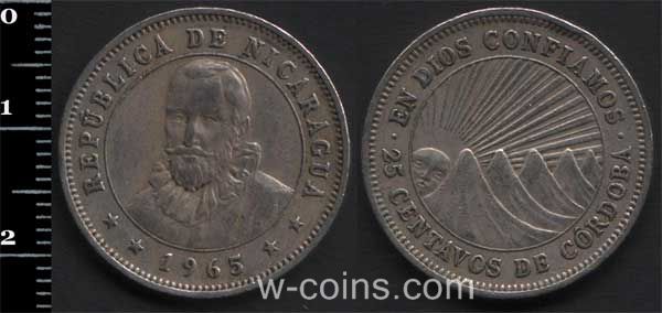Монета Нікарагуа 25 сентаво 1965