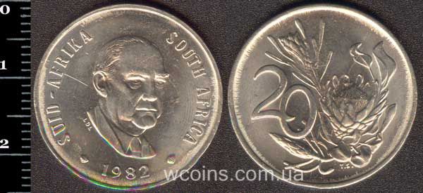 Coin South Africa 20 cents 1982