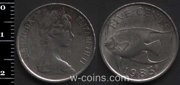 Монета Бермудські Острови 5 центів 1985