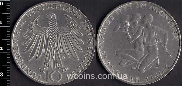 Монета Німеччина 10 марок 1972