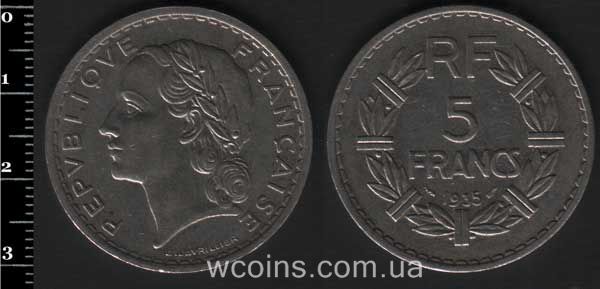 Coin France 5 francs 1935