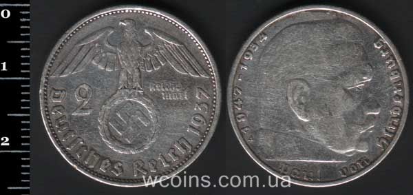 Монета Німеччина 2 рейхмарки 1937
