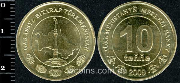 Монета Туркменістан 10 теньге 2009