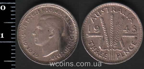Монета Австралія 3 пенса 1943