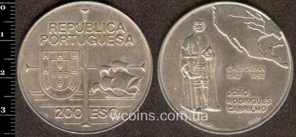Монета Портуґалія 200 ескудо 1992