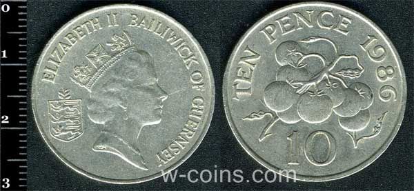 Монета Ґернсі 10 пенсів 1986