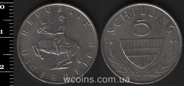 Coin Austria 5 shillings 1990