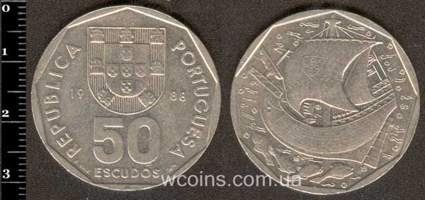 Монета Портуґалія 50 ескудо 1988