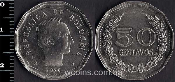 Монета Колумбія 50 сентаво 1970