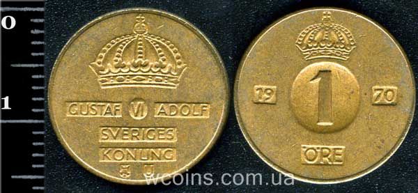 Монета Швеція 1 ере 1970