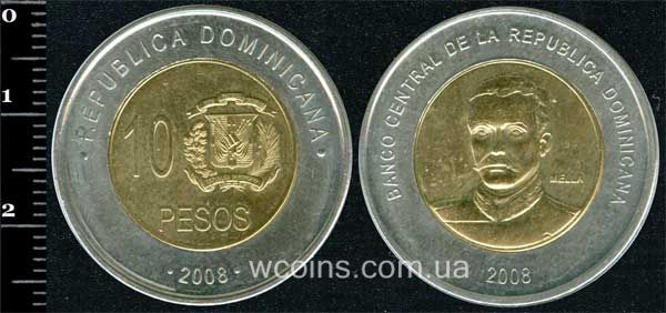Монета Домініканська Республіка 10 песо 2008