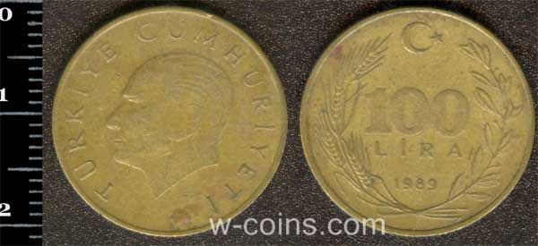 Coin Turkey 100 lira 1989