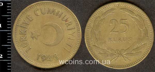 Coin Turkey 25 kurush 1948