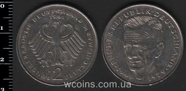 Монета Німеччина 2 марки 1981