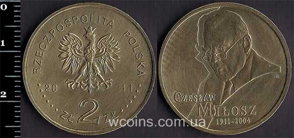 Монета Польща 2 злотих 2011 Чеслав Мілош