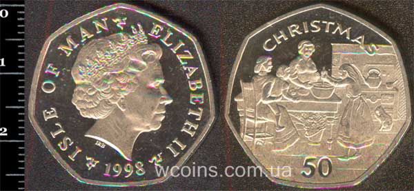 Монета Мен 50 пенсів 1998
