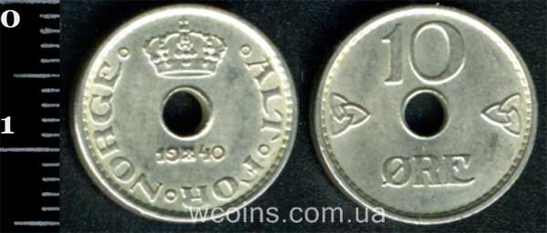 Монета Норвеґія 10 ере 1940