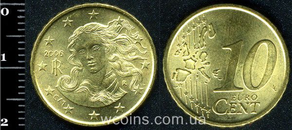 Монета Італія 10 євро центів 2006