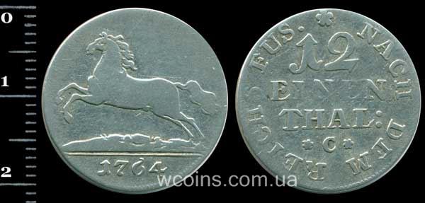 Монета Брауншвейг-Вольфенбюттель 1/12 талера 1764