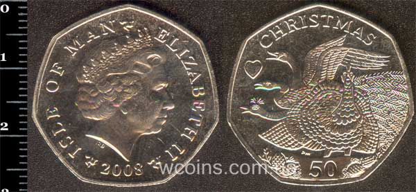 Монета Мен 50 пенсів 2008