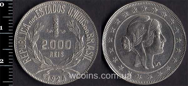Монета Бразілія 2000 рейсів 1924