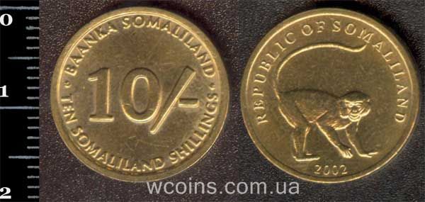 Монета Сомаліленд 10 шилінгів 2002
