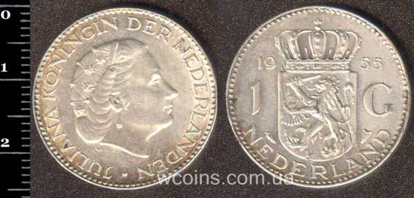 Монета Нідерланди 1 гульден 1955