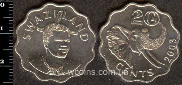 Монета Свазіленд 20 центів 2003