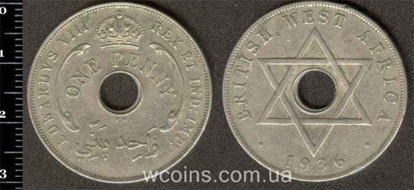 Монета Британська Західна Африка 1 пенні 1936