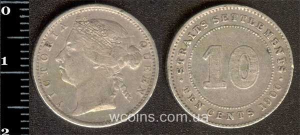 Монета Стрейтс - Сетлментс 10 центів 1900