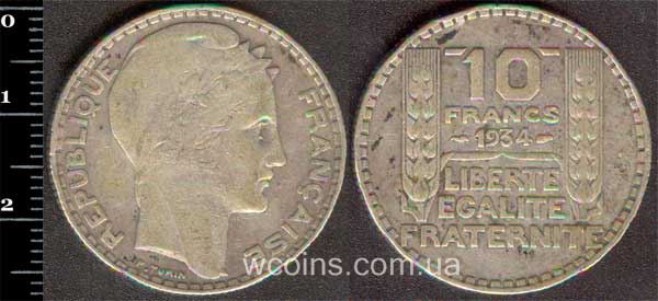 Монета Франція 10 франків 1934